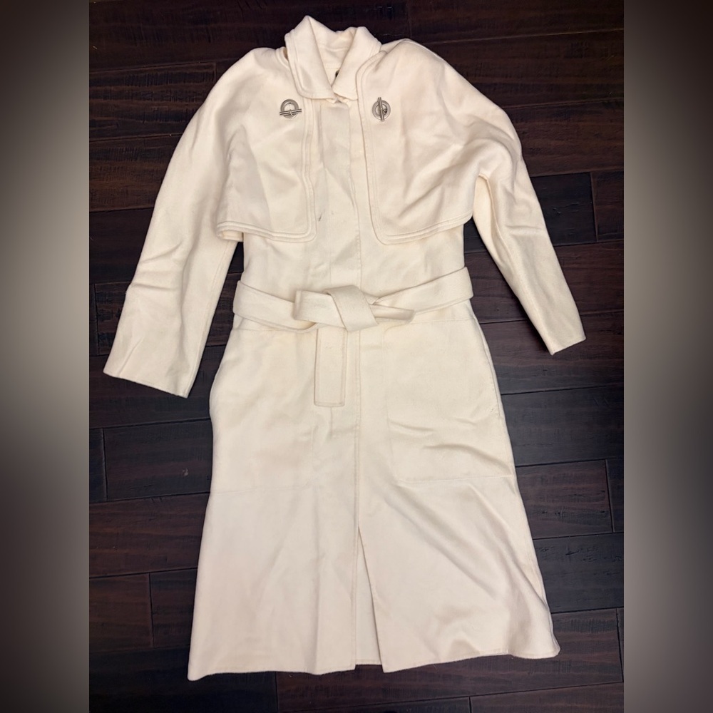 Cashmere Cape Trench Coat Convertible Paletot Size Small - Picture 10 of 16